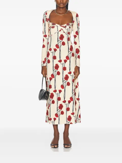 Johanna Ortiz floral-print long-sleeve midi dress