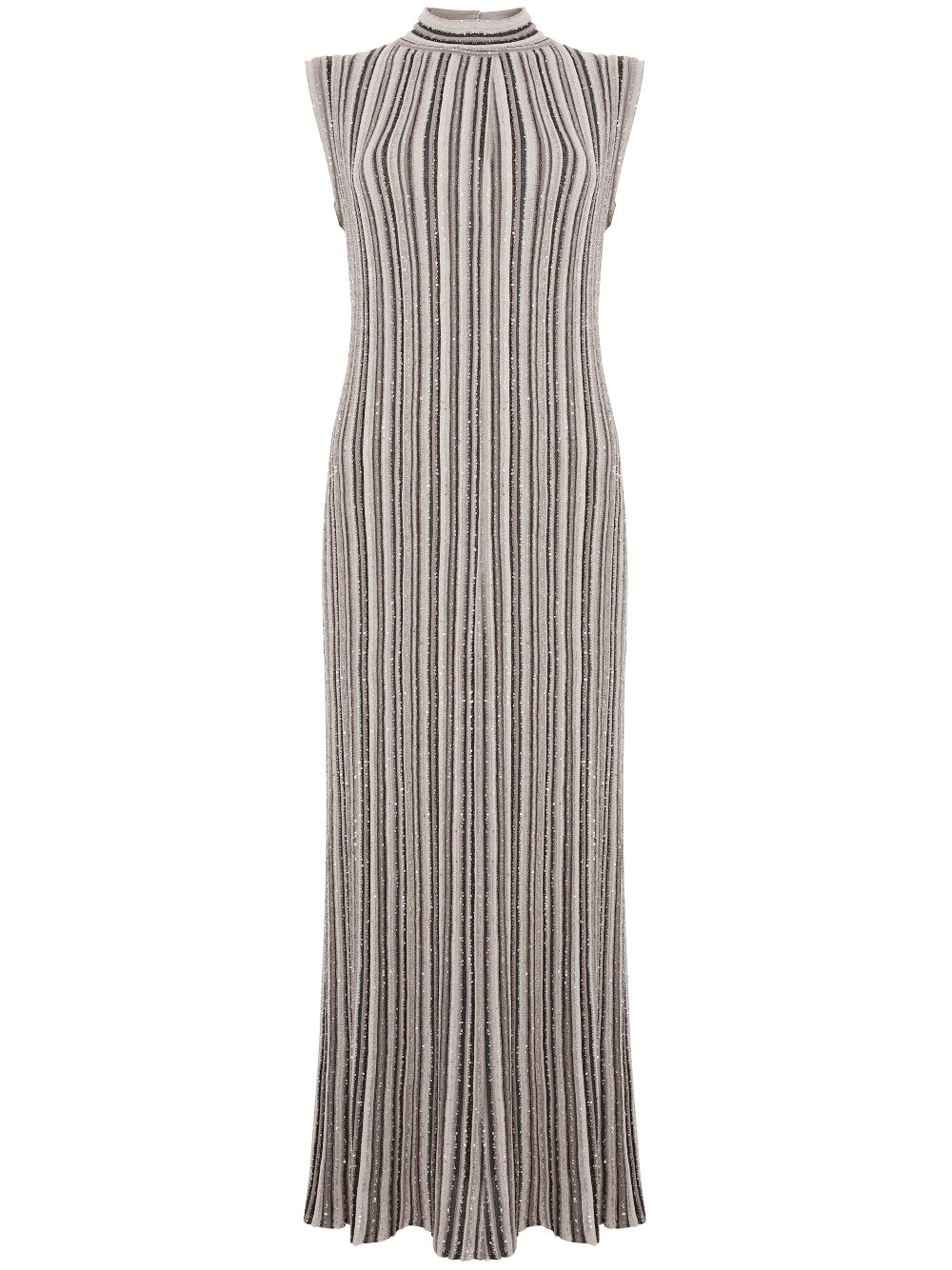 D.Exterior sequinned striped dress - Neutrals