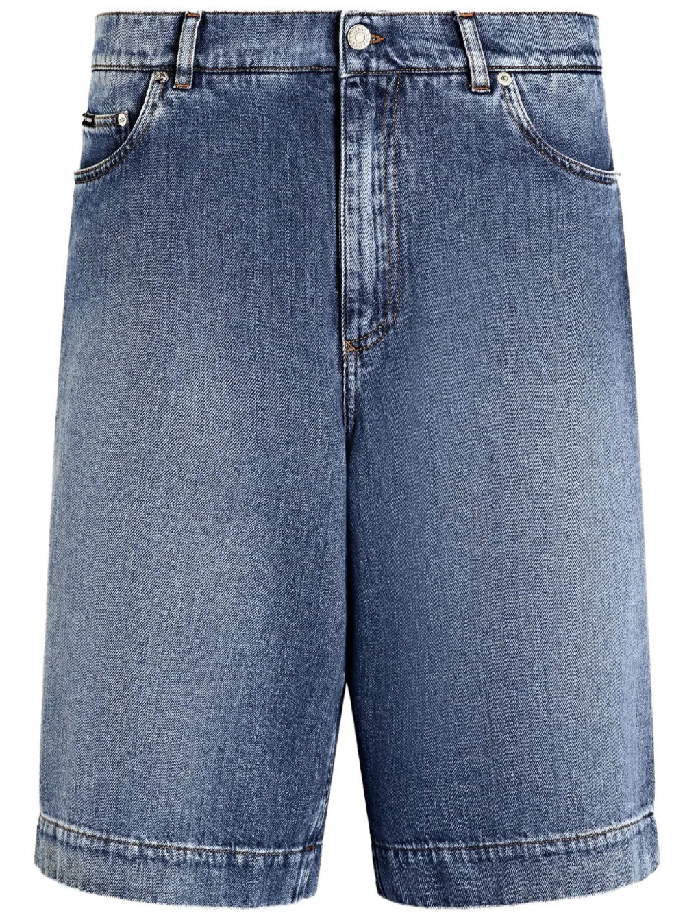 logo-embroidered denim shorts