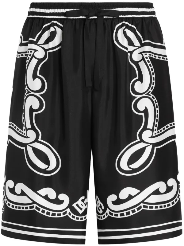 Dolce & Gabbana バンダナプリント ショートパンツ | ブラック Dolce & Gabbana バンダナプリント ショートパンツ | ブラック