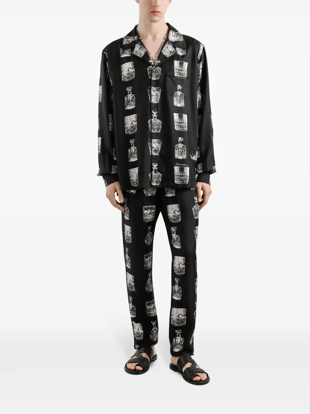 Dolce & Gabbana Pyjamabroek met whiskeyprint Zwart