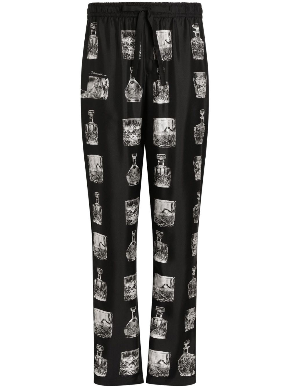 Dolce & Gabbana Pyjamabroek met whiskeyprint Zwart