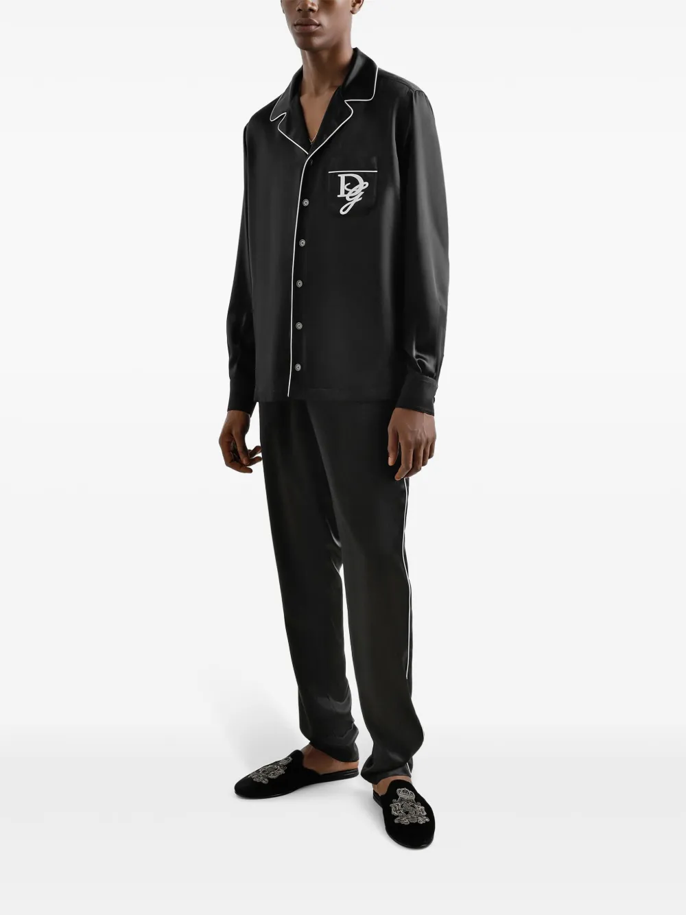 Dolce & Gabbana Pyjamabroek met borduurwerk Zwart