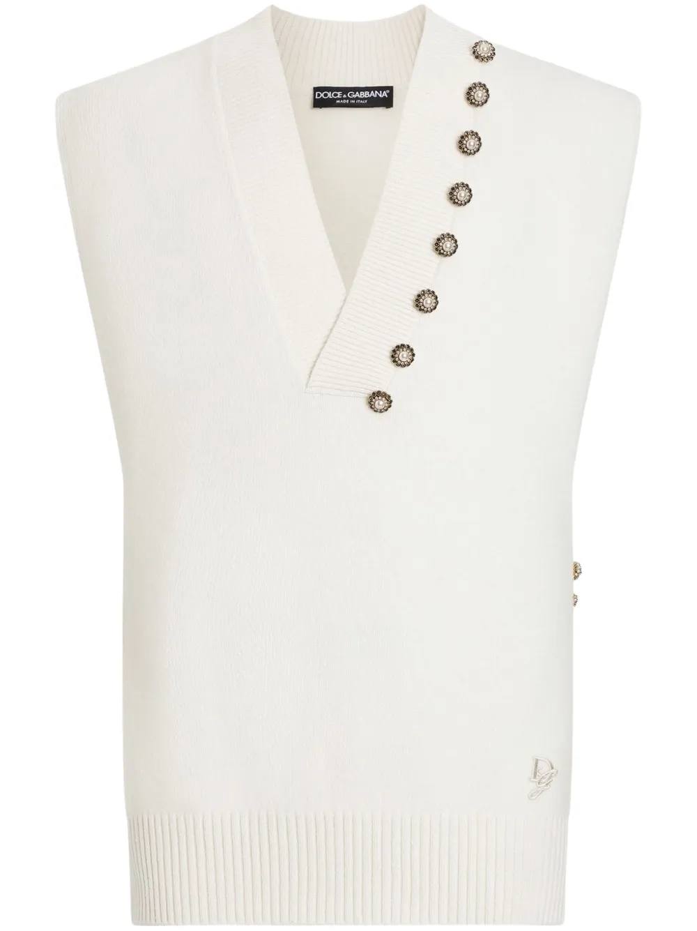 Dolce & Gabbana crystal-embellished vest - White