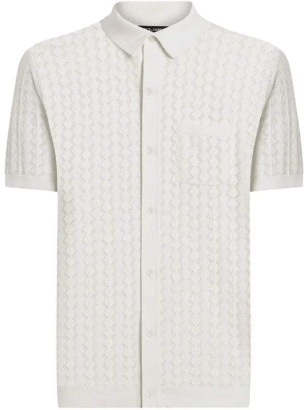 Dolce & Gabbana Openwork Cotton Polo Shirt in White
