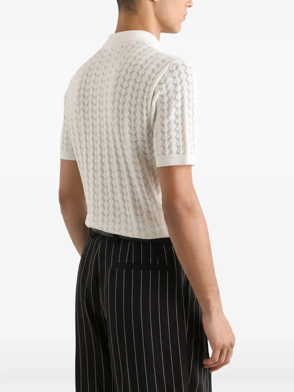 Dolce & Gabbana Opengewerkte katoenen poloshirt Wit