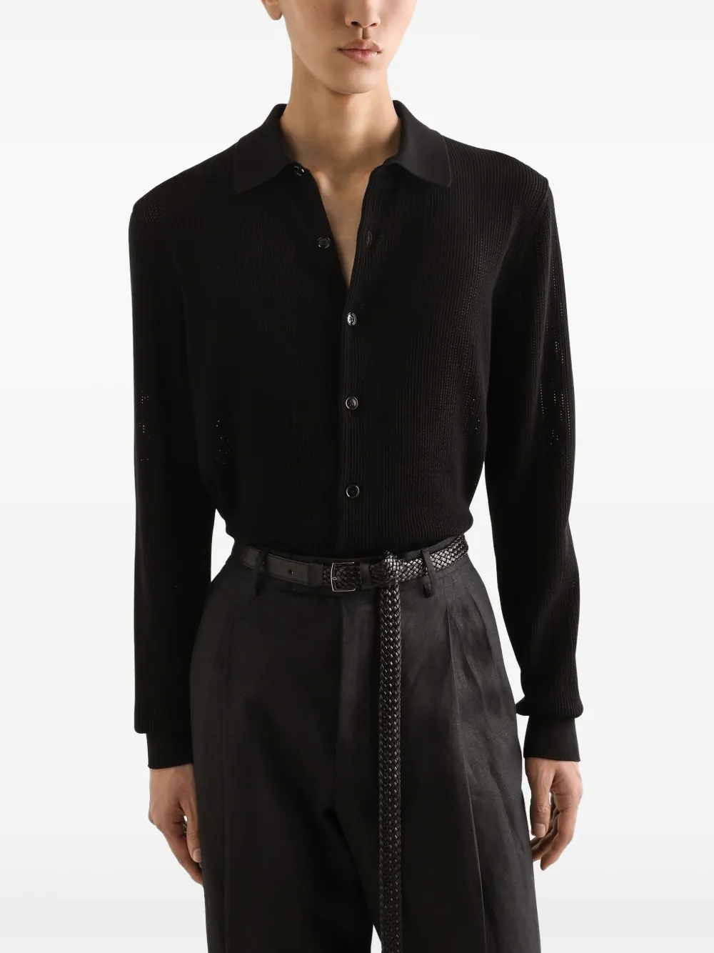 Dolce & Gabbana Ribgebreid overhemd Zwart
