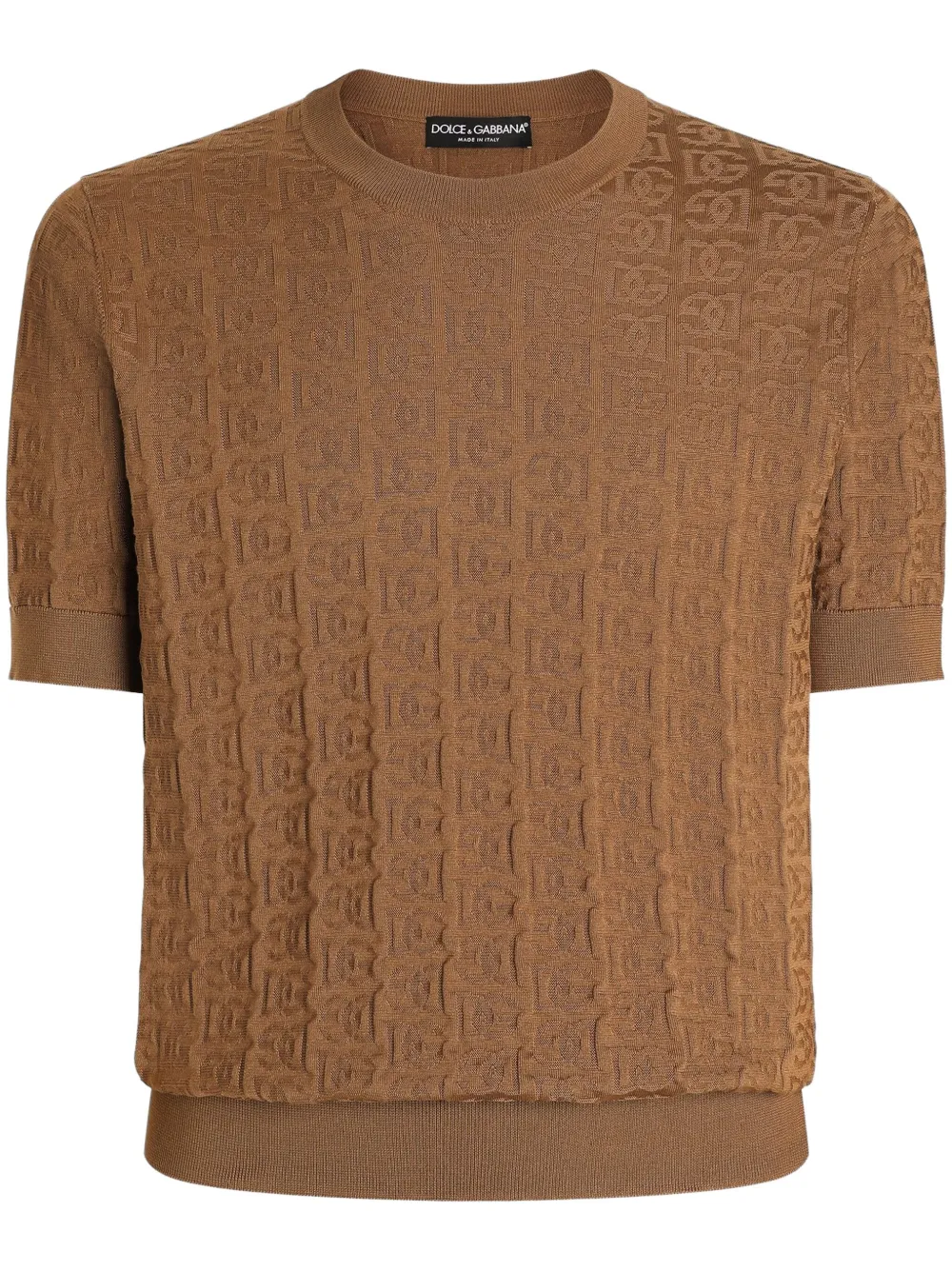 Dolce & Gabbana T-shirt met logo jacquard Beige