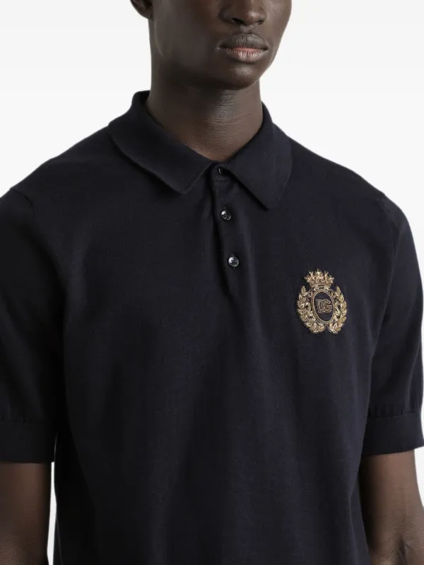 Dolce & Gabbana logo-embroidered Polo Shirt | Blue | FARFETCH RO