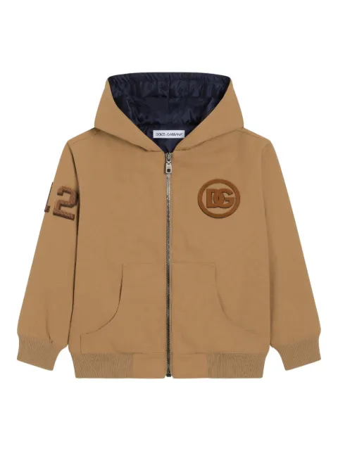 Dolce & Gabbana Kids chamarra con capucha y aplique del logo