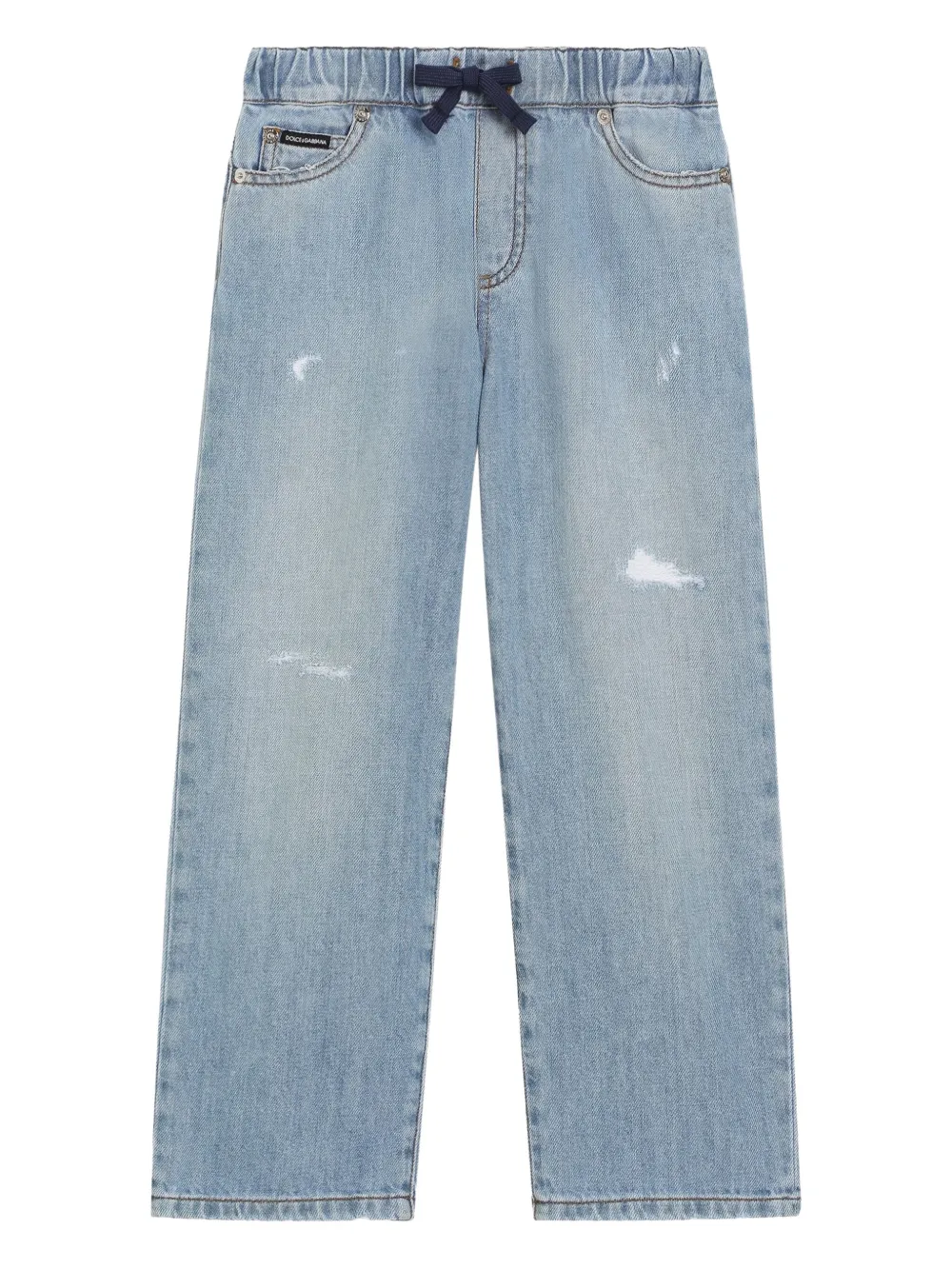 Dolce & Gabbana Kids Gerafelde jeans Blauw