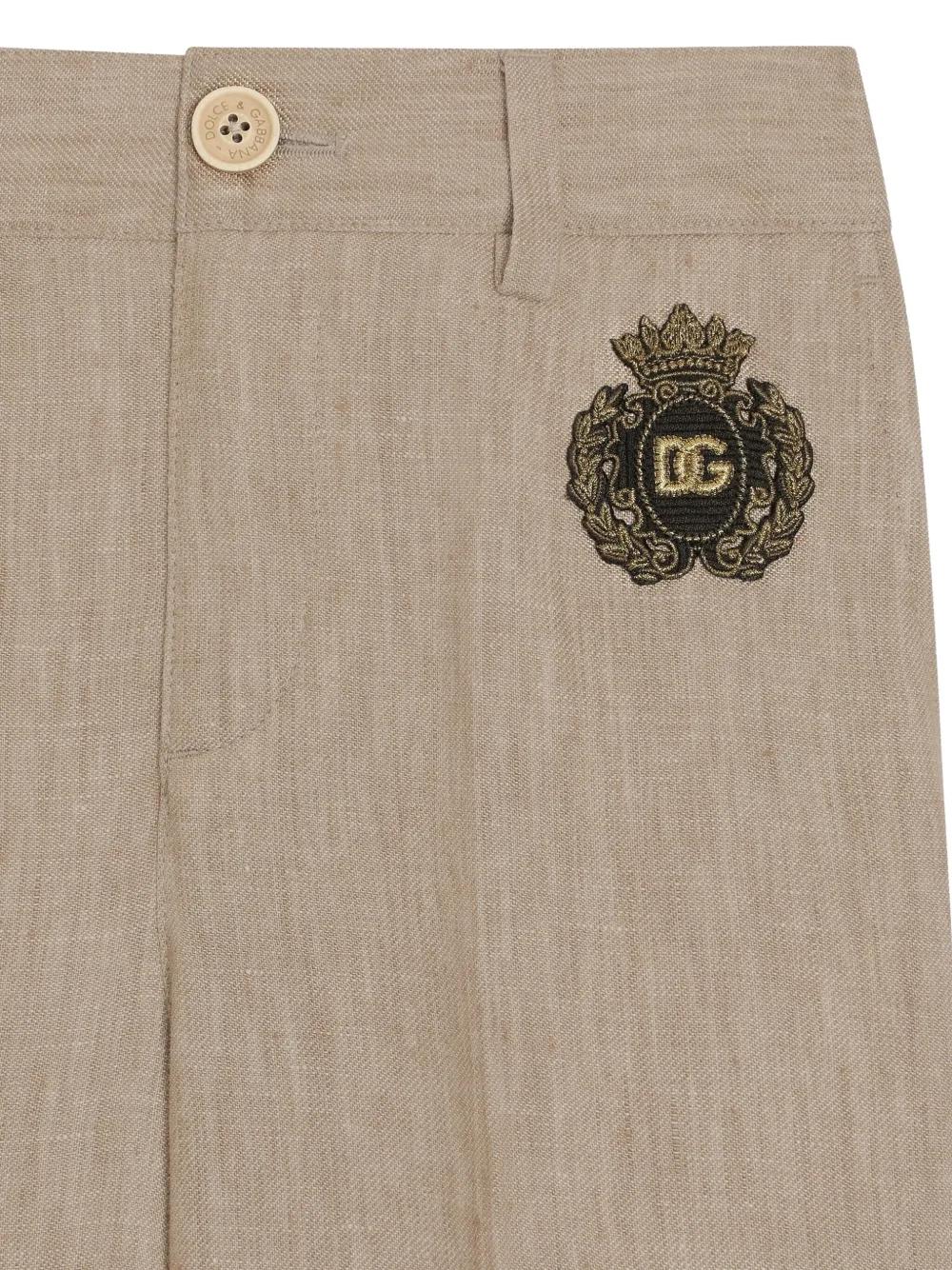 Dolce & Gabbana Kids Chino met logo-applicatie Beige