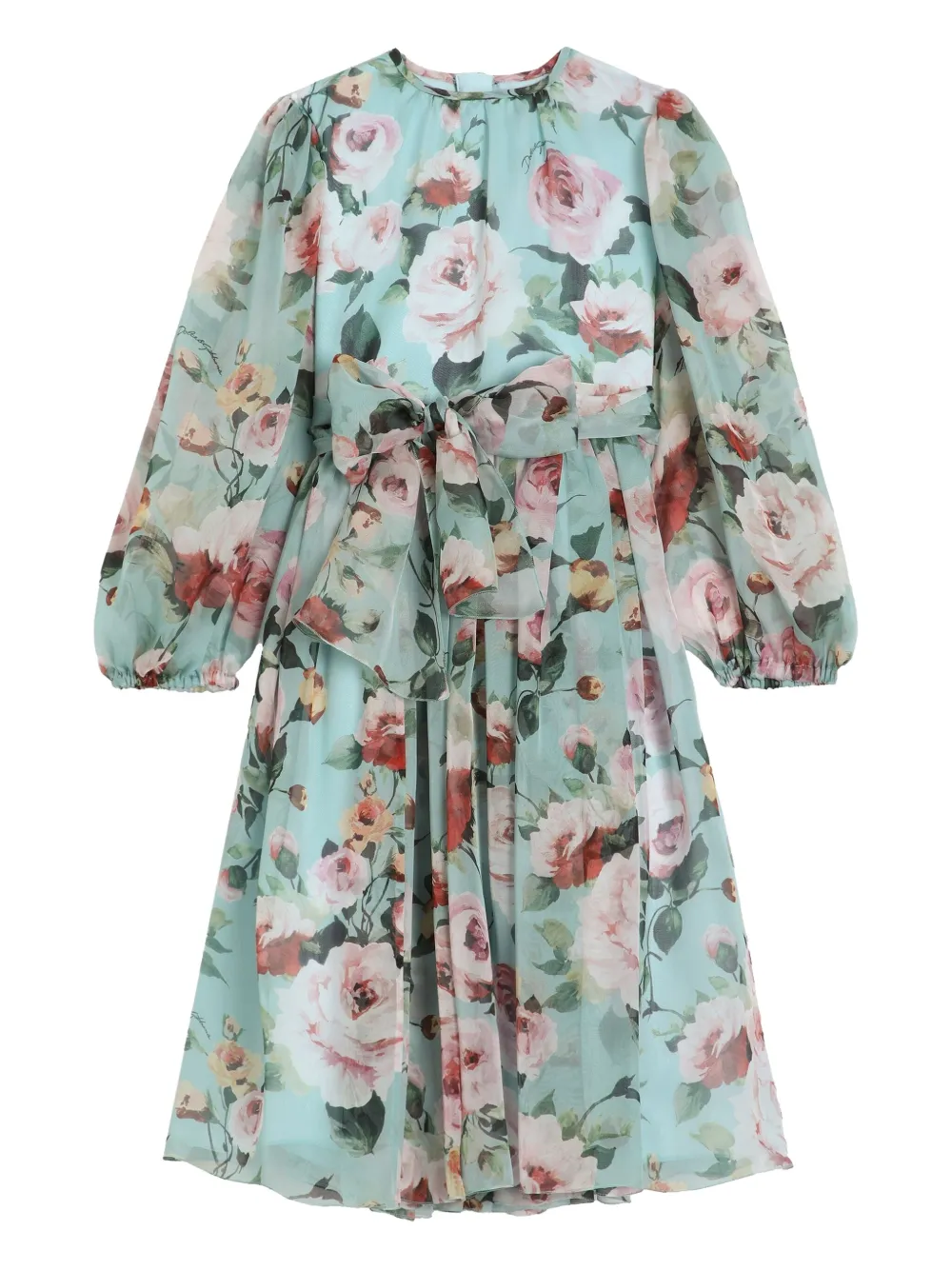 Dolce & Gabbana Kids Abito con stampa a fiori - Blu