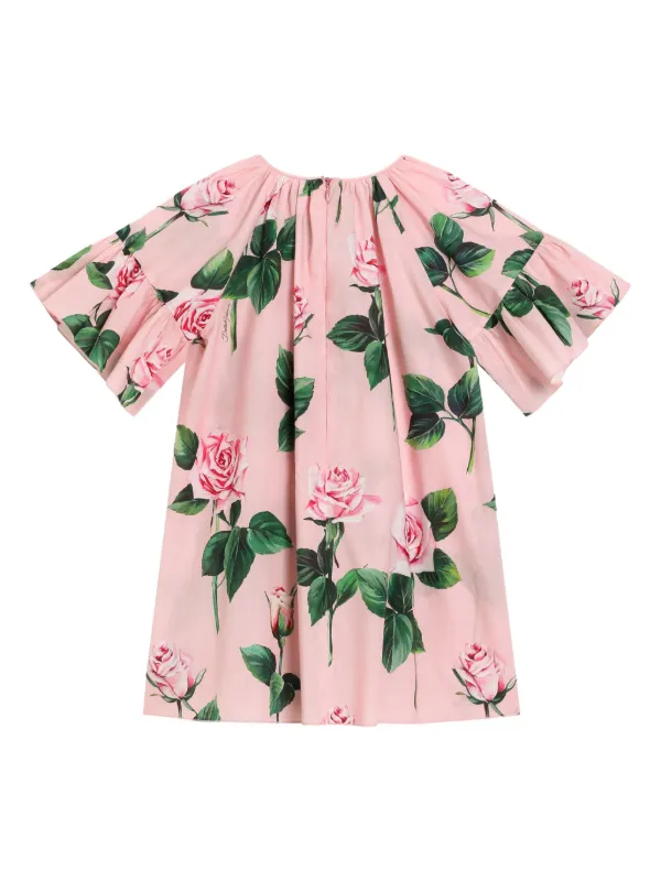 Dolce & Gabbana Kids ローズプリント ワンピース | ピンク | FARFETCH JP