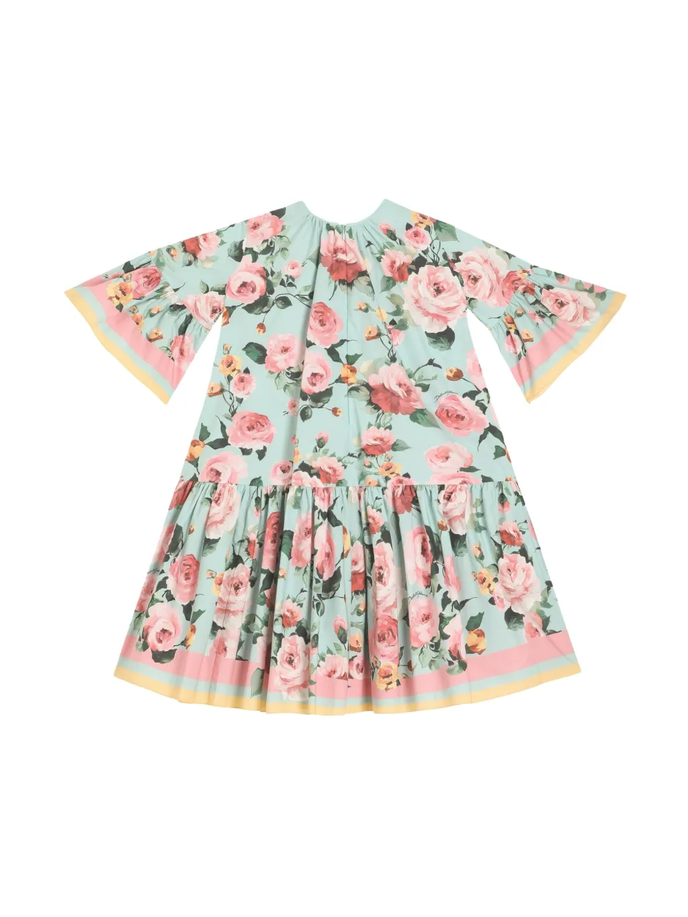 Dolce & Gabbana Kids Jurk met rozenprint - Blauw