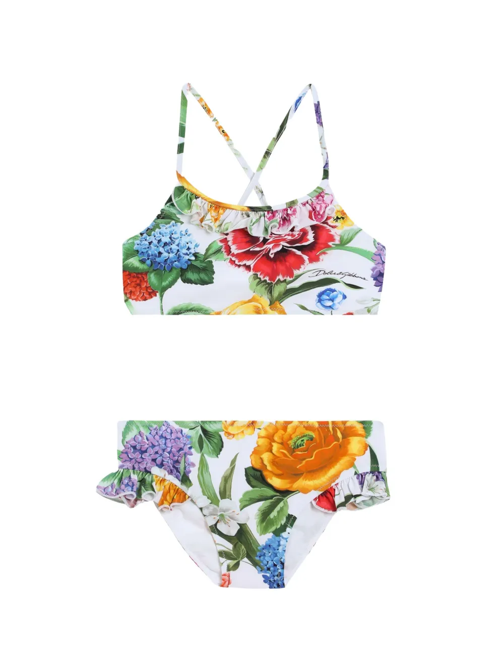 Dolce & Gabbana Kids Bikini met bloe print Wit