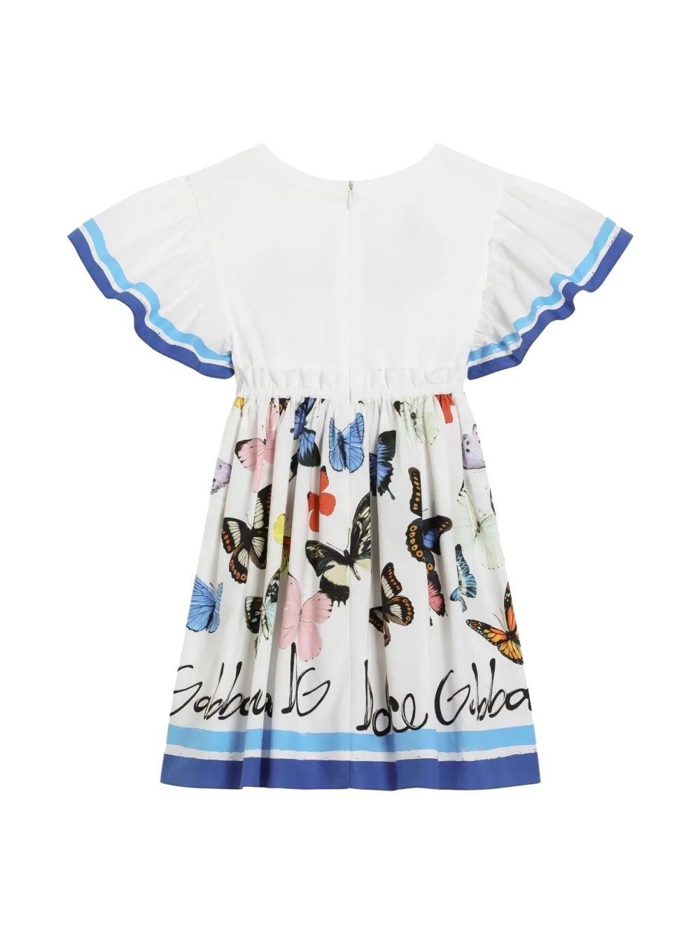 Dolce & Gabbana Kids Jurk met vlinderprint - Wit