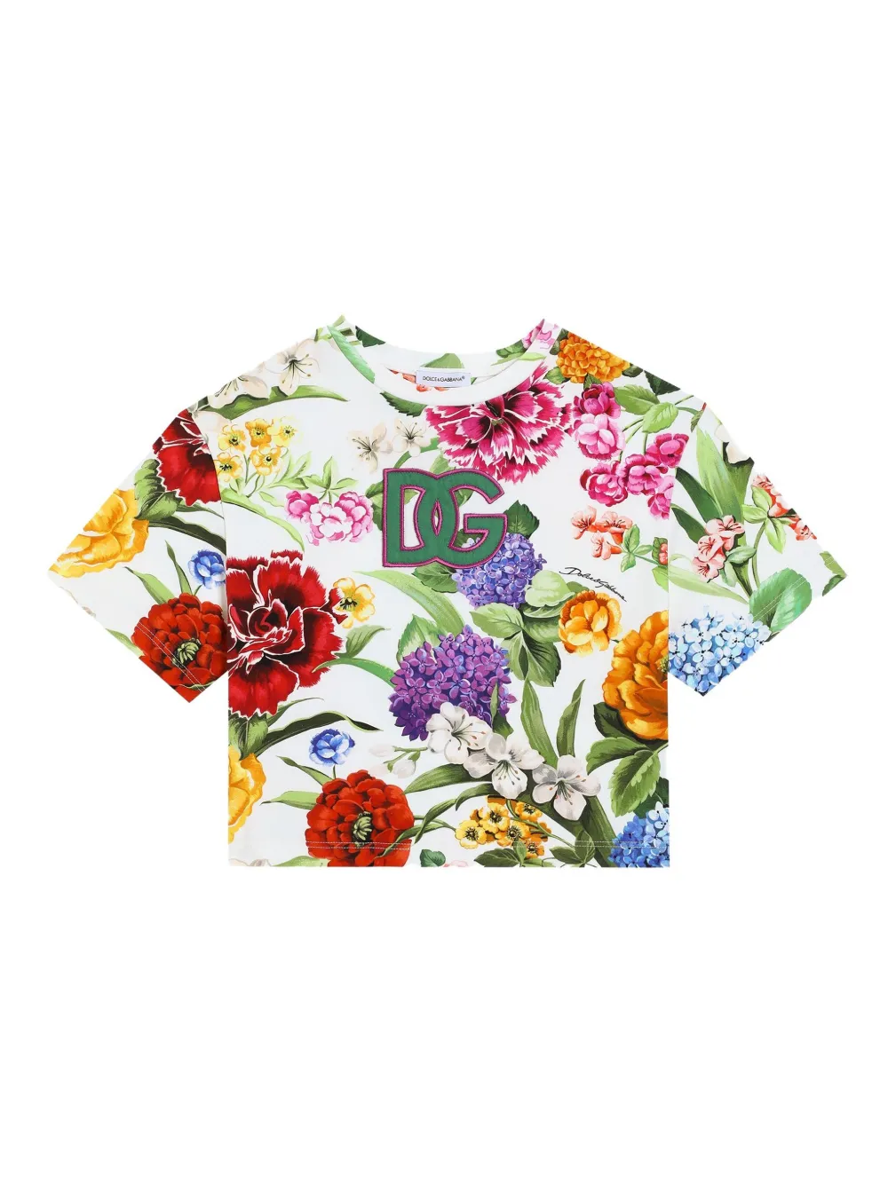 Dolce & Gabbana Kids T-shirt met bloe print Wit