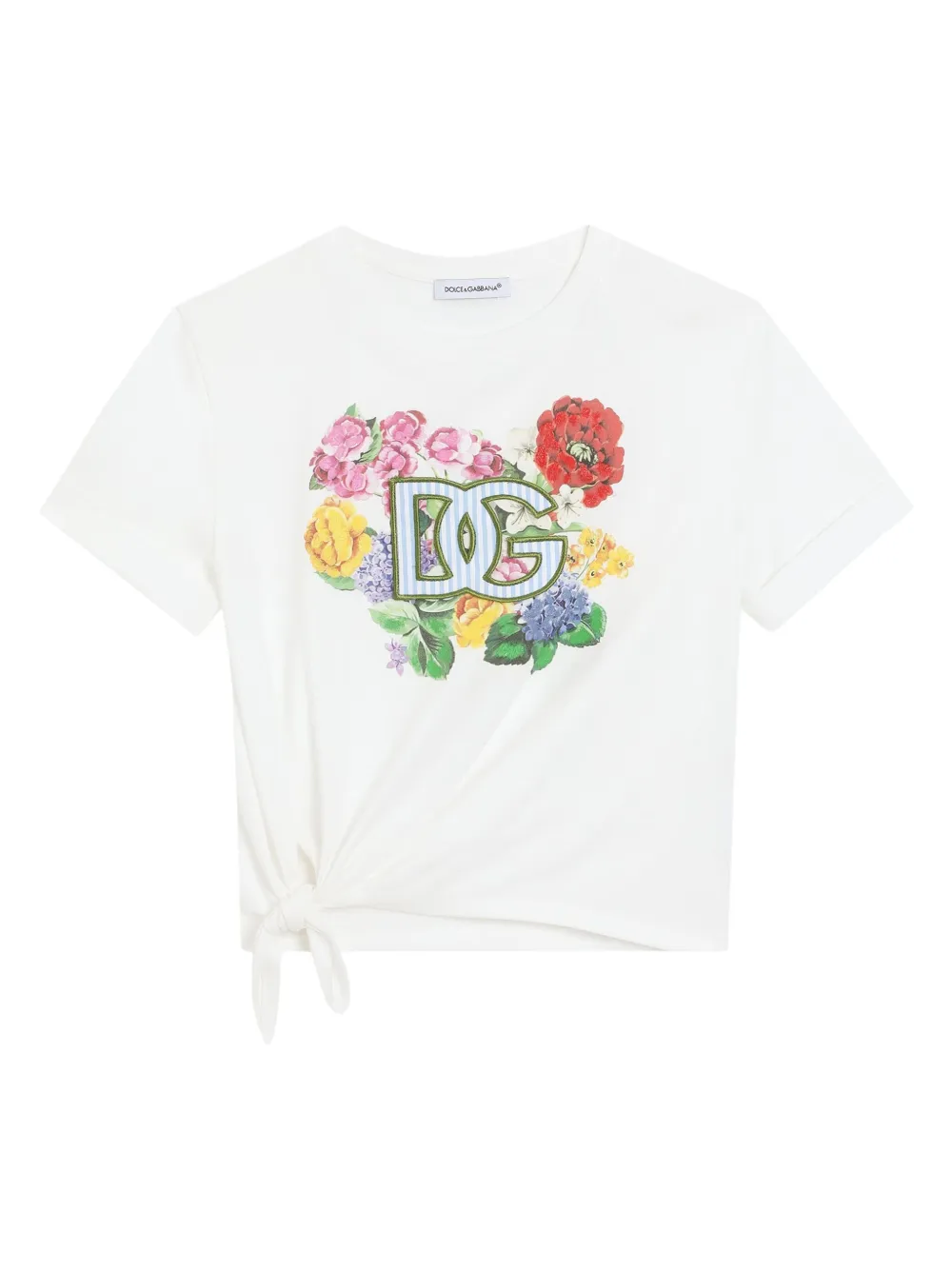 Dolce & Gabbana Kids T-shirt met bloe print Wit