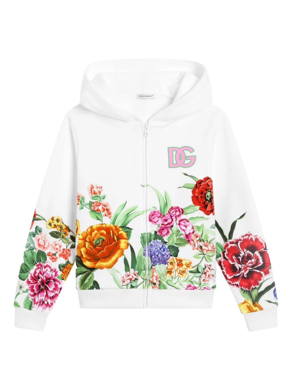 Dolce & Gabbana Kids Hoodie met bloe print Wit