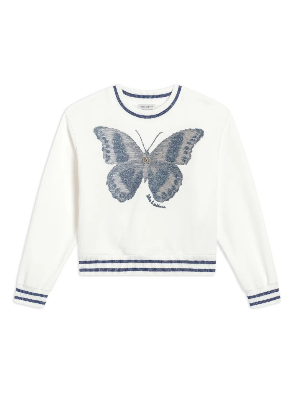 Dolce & Gabbana Kids バタフライモチーフ スウェットシャツ - ホワイト Dolce & Gabbana Kids バタフライモチーフ スウェットシャツ - ホワイト