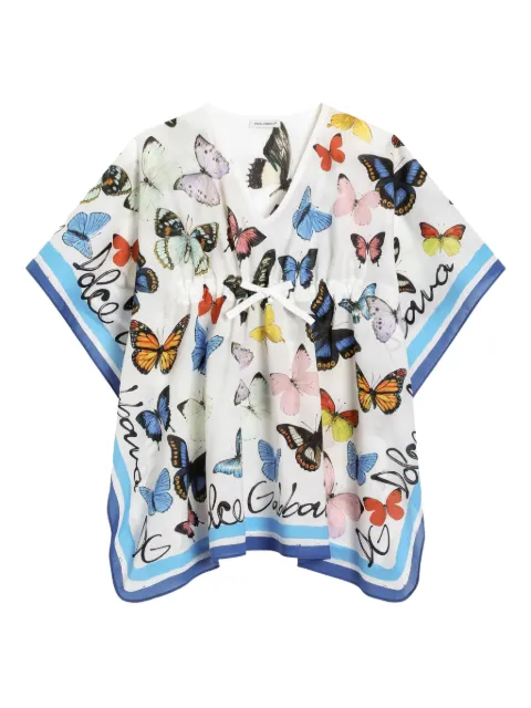 Dolce & Gabbana Kids butterfly-print kaftan dress