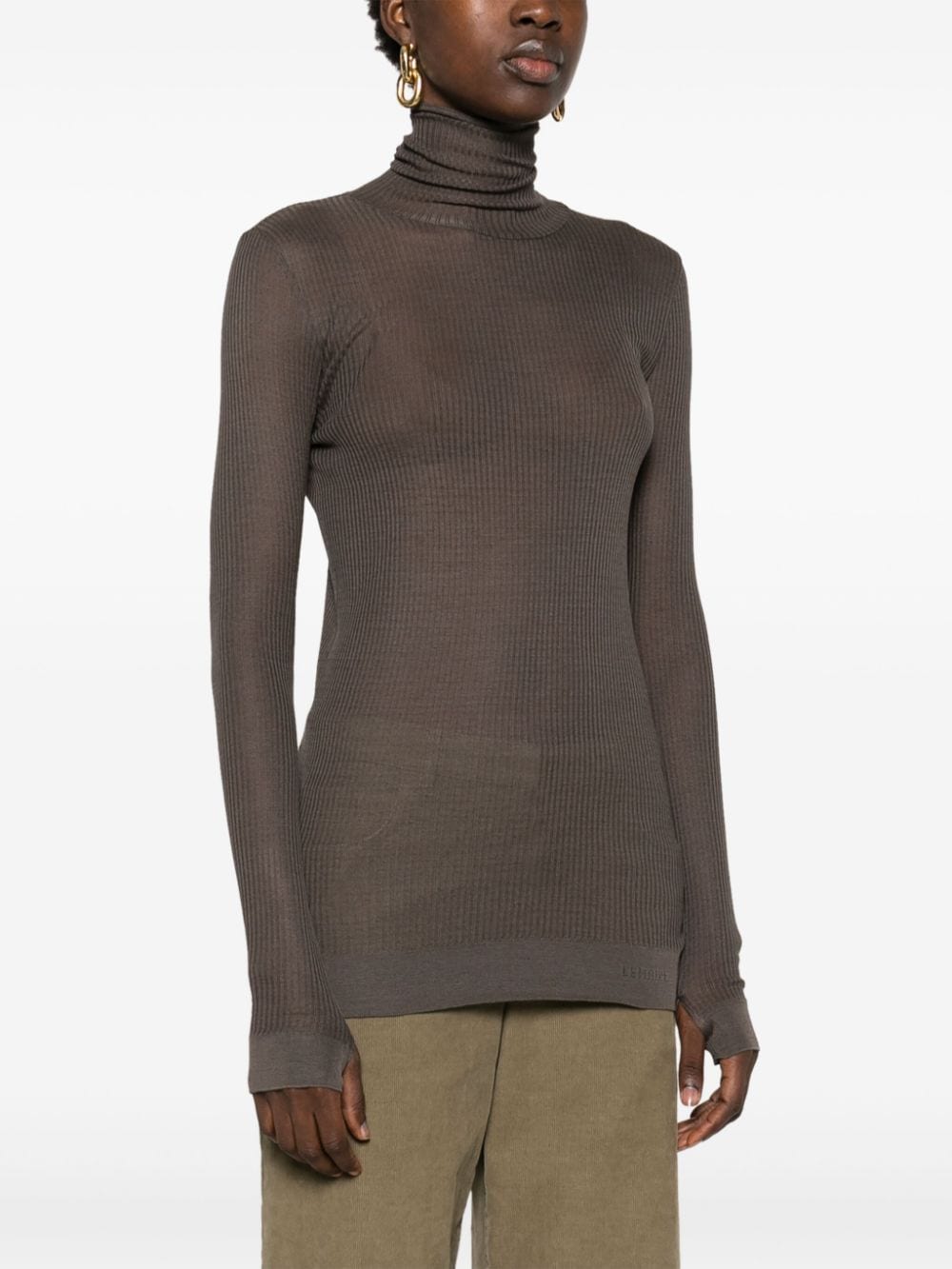 Shop Lemaire Fine-ribbed Sweater In Brown