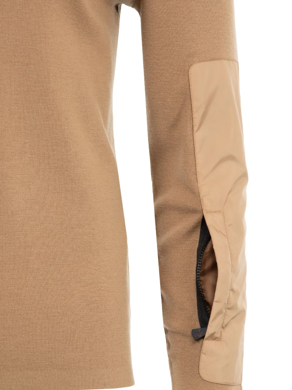 Moncler Wool Blend Pieced Turtleneck Sweater In Neutrals