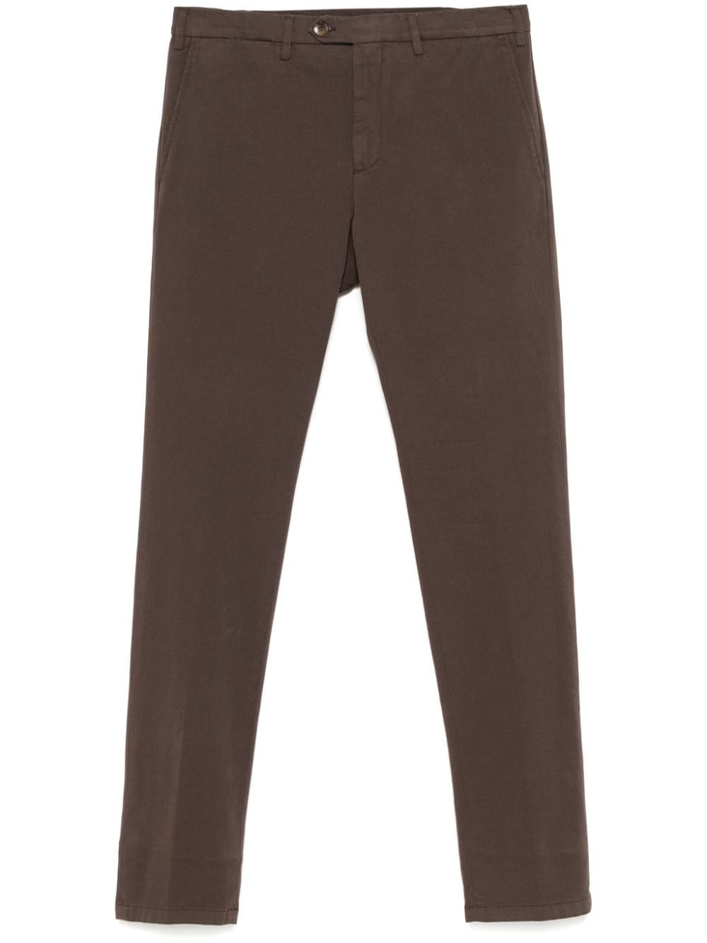 Shop Canali Cotton Chinos In Brown