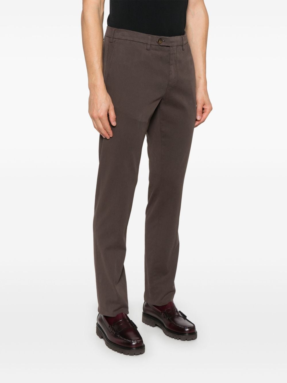 Shop Canali Cotton Chinos In Brown