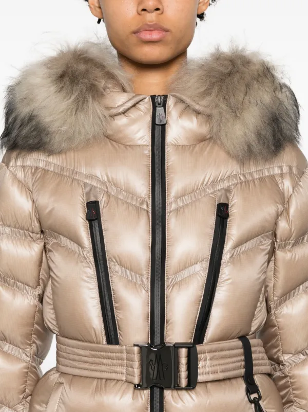 Moncler Puffer Brown Fur Trim shops Jacket