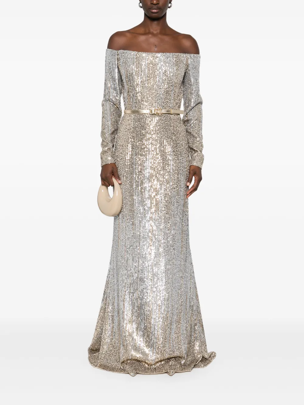 Elie Saab Off-shoulder avondjurk met pailletten - Goud