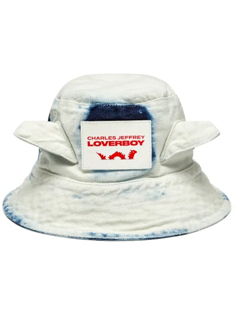 Charles Jeffrey Loverboy ear-flaps denim bucket hat