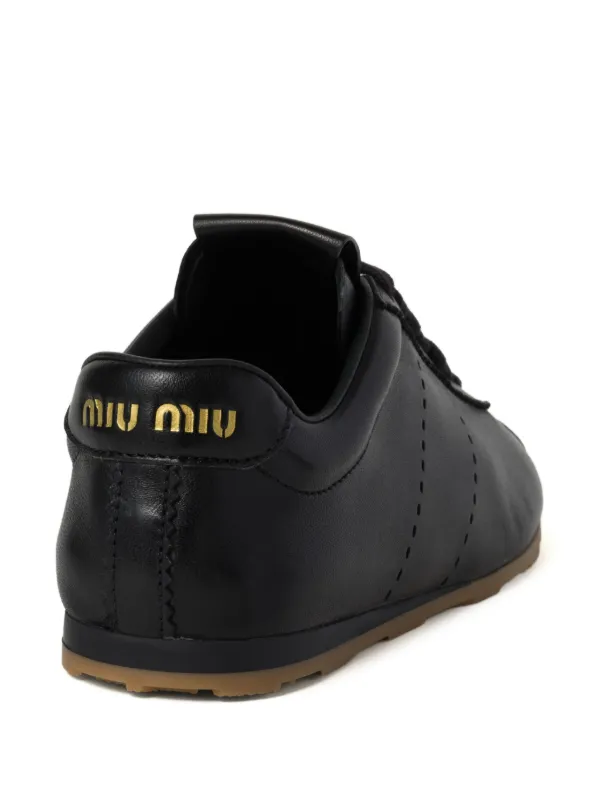 Miu Miu Plume Leather Sneakers Black FARFETCH HK