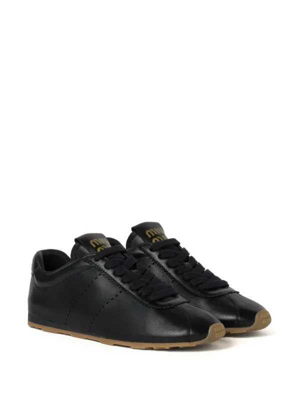 【関税&送料込】Miu Miu Plume Low-Top Leather Sneakers Miu Miu Plume Sneakers | White | FARFETCH