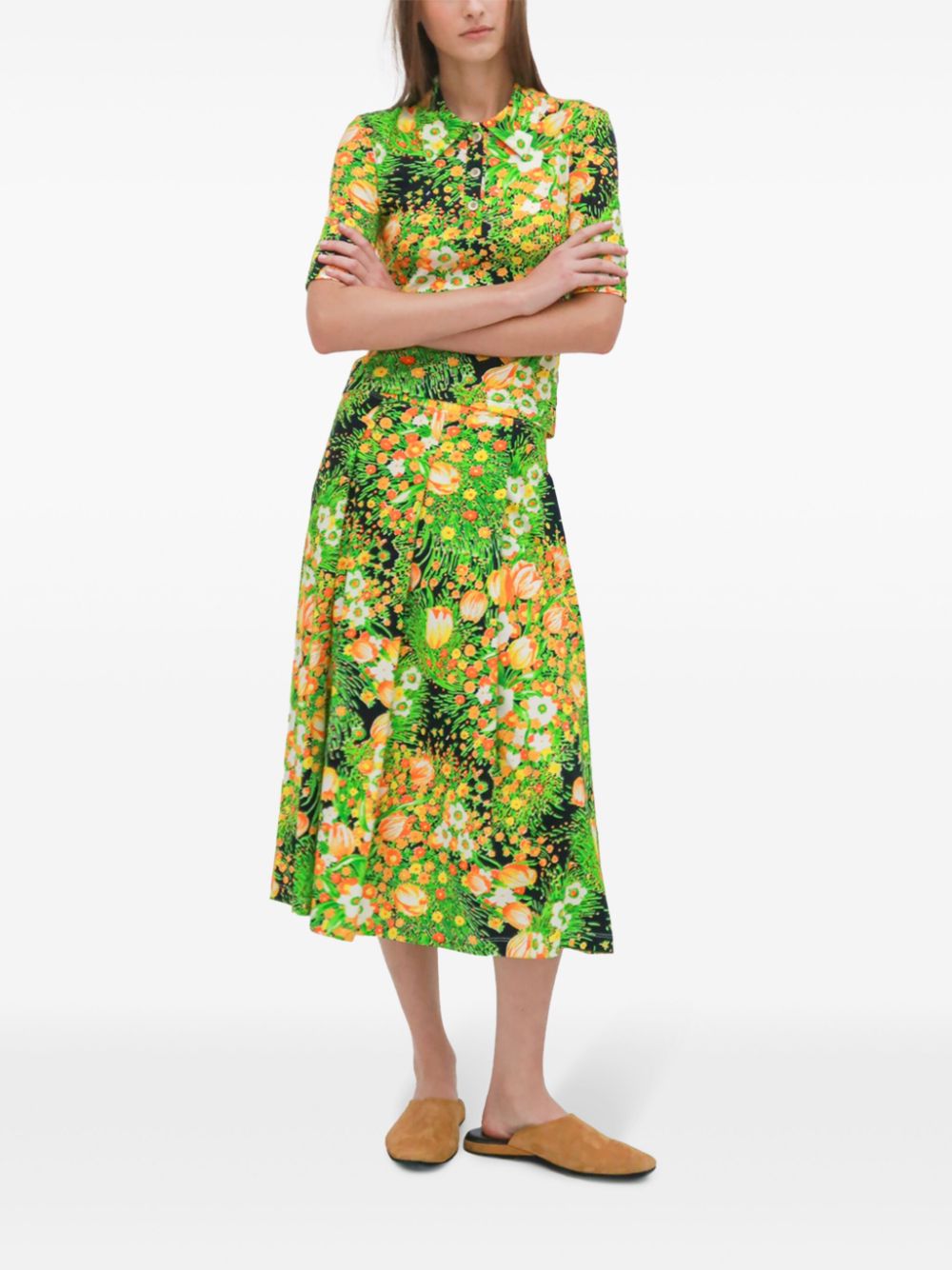 Rosetta Getty Polotop met bloemenprint - Groen