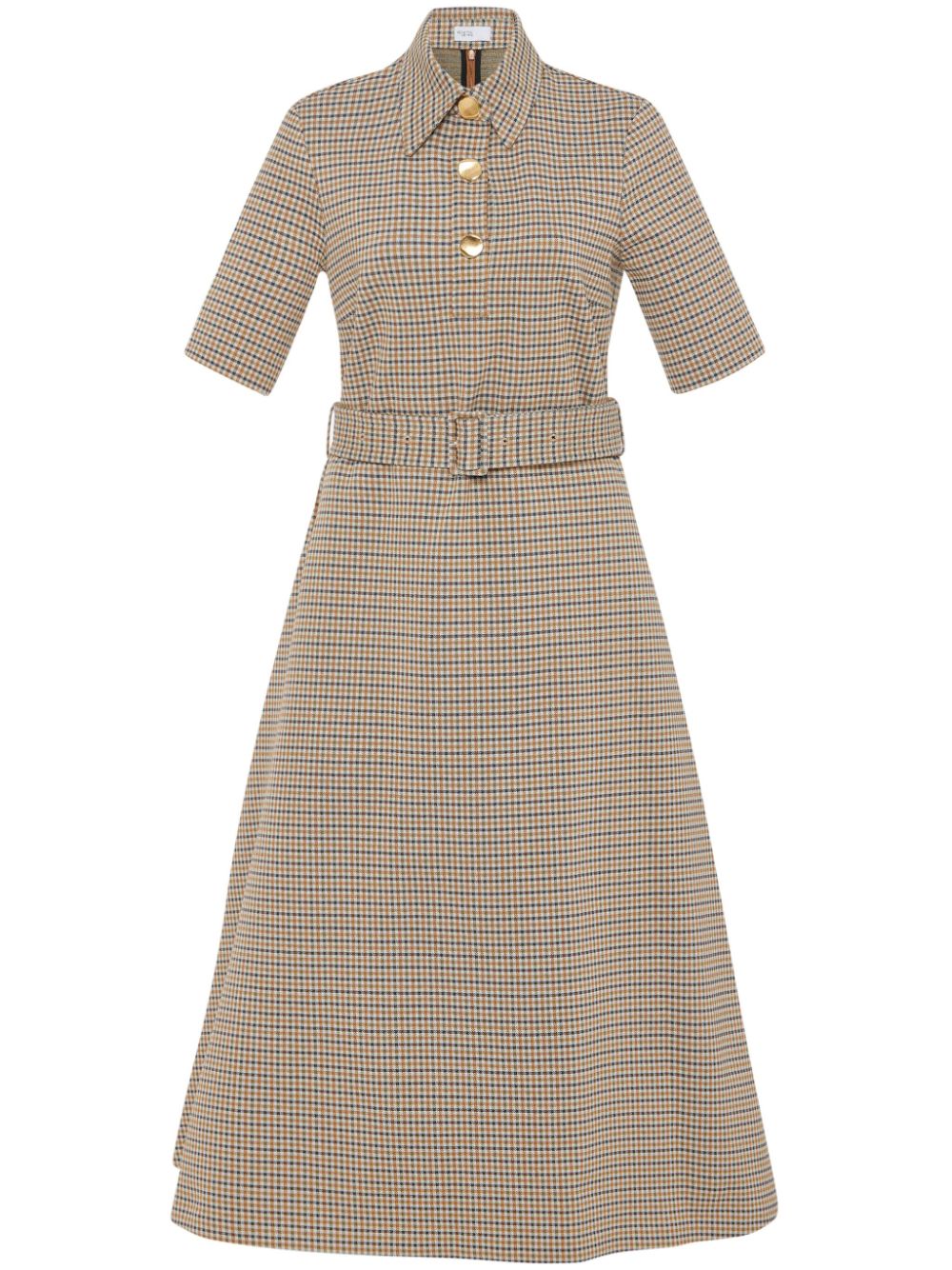 check-pattern midi dress