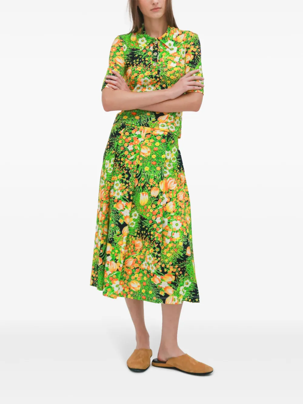 rosettagetty Rosetta Getty Midi-plooirok - Groen