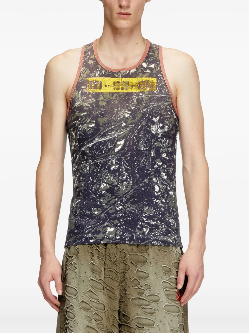 Diesel T-Lifty-Camou tanktop Zwart