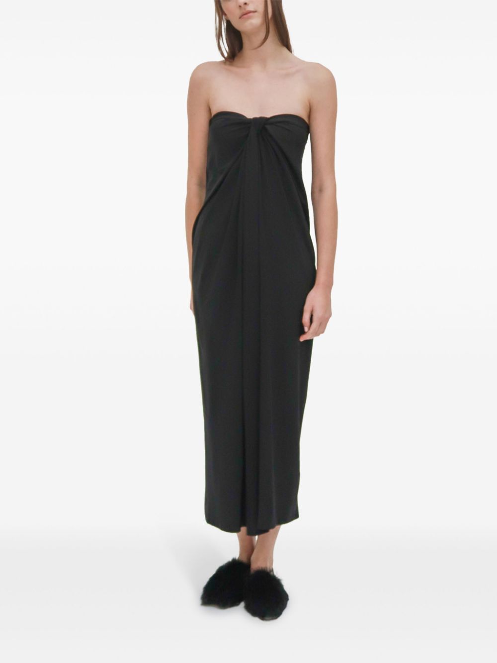 Rosetta Getty Gedraaide strapless maxi-jurk - Zwart