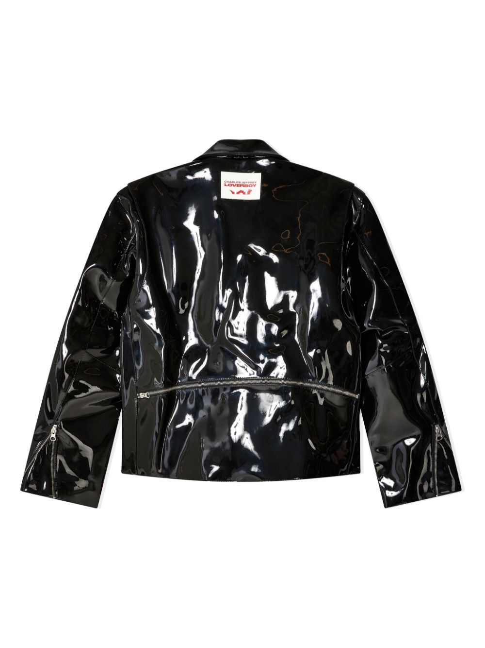 Charles Jeffrey Loverboy patent-finish biker jacket - Zwart