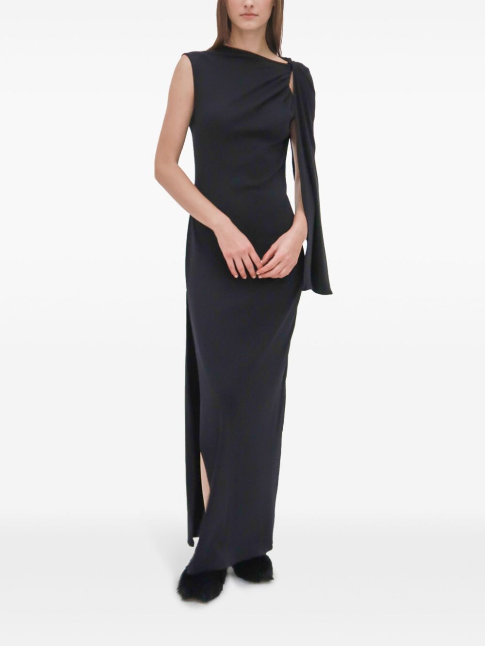 Rosetta Getty Gedraaide maxi-dress met cape - Zwart