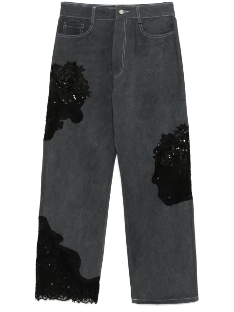 Collina Strada lace panels straight-leg jeans