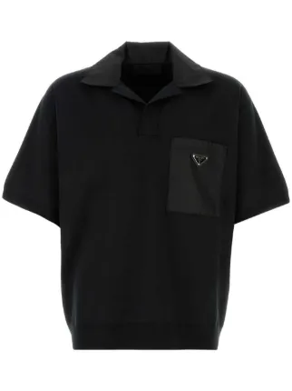 【関税込み】prada Wool polo shirt Prada half-zip Wool Polo Shirt | Blue | FARFETCH