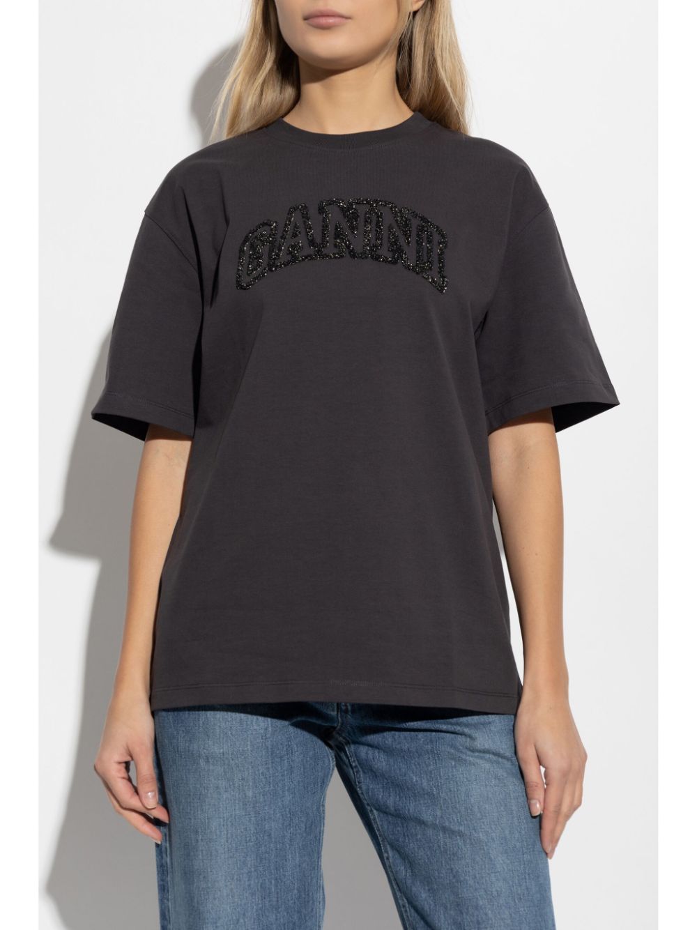 GANNI logo-embroidered T-shirt Women