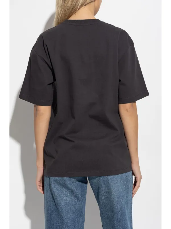 GANNI logo-embroidered T-shirt | Grey | FARFETCH