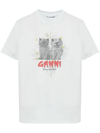 GANNI キャットプリント Tシャツ | ホワイト | FARFETCH JP