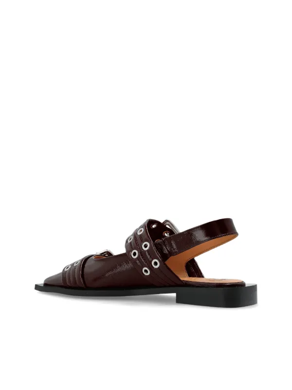 GANNI バックル フラットサンダル GANNI バックル フラットサンダル | ブラック | FARFETCH JP
