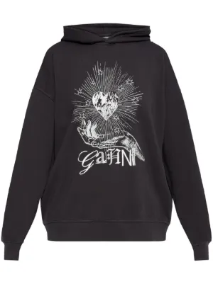 Ganni ブラック ロゴ入り スウェット