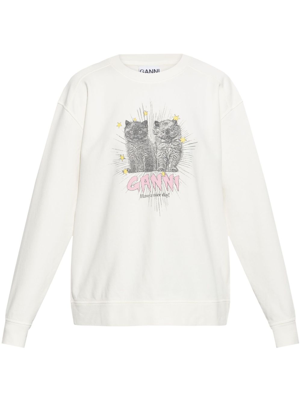 GANNI Sweater met kattenprint Wit